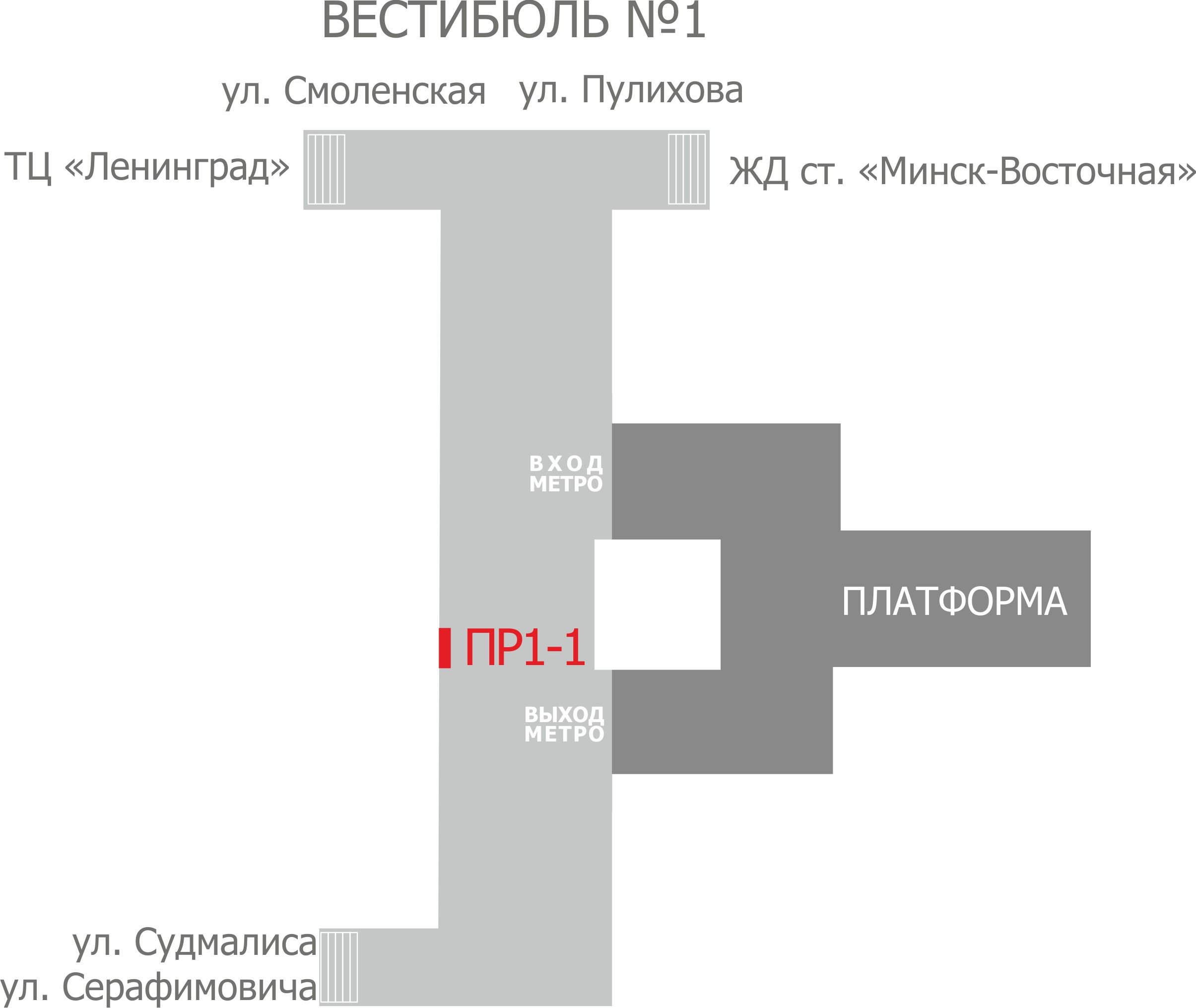 Схема расположения рекламных мест в переходе метро ст.м Пролетарская reklama-on.by